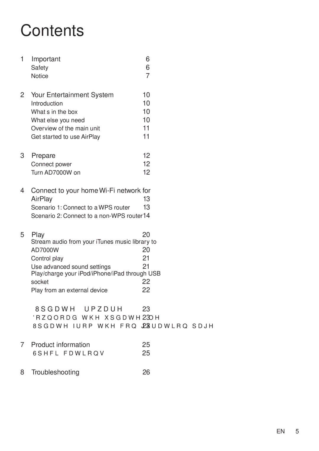 Philips AD7000W/37 user manual Contents 