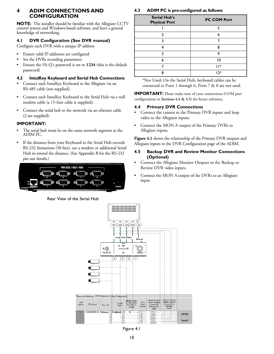 Philips ADM0101 installation instructions Adim Connections and Configuration 