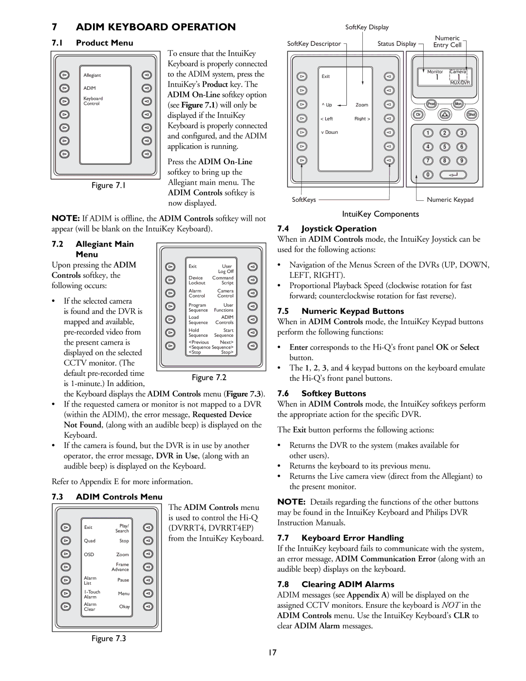 Philips ADM0101 installation instructions Adim Keyboard Operation 