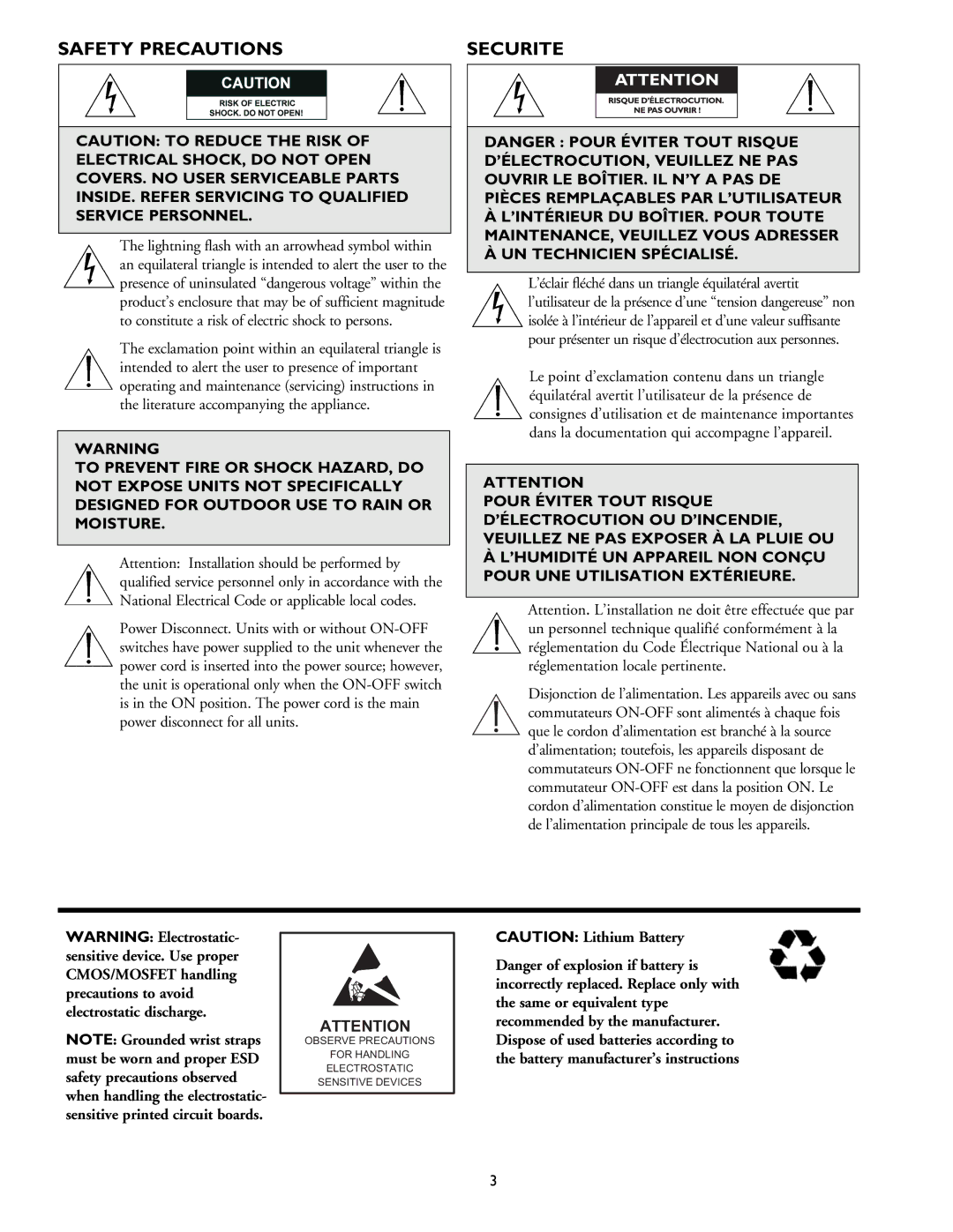 Philips ADM0101 installation instructions Safety Precautions Securite 