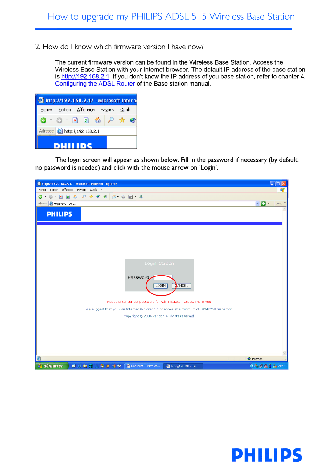 Philips ADSL 515 manual How do I know which firmware version I have now? 