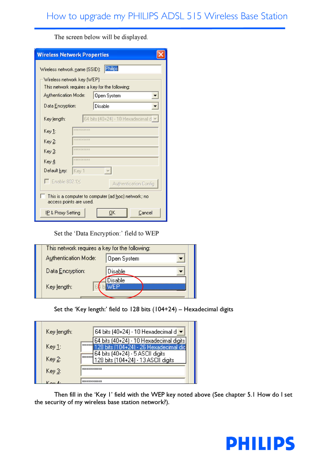 Philips ADSL 515 manual How to upgrade my Philips Adsl 515 Wireless Base Station 