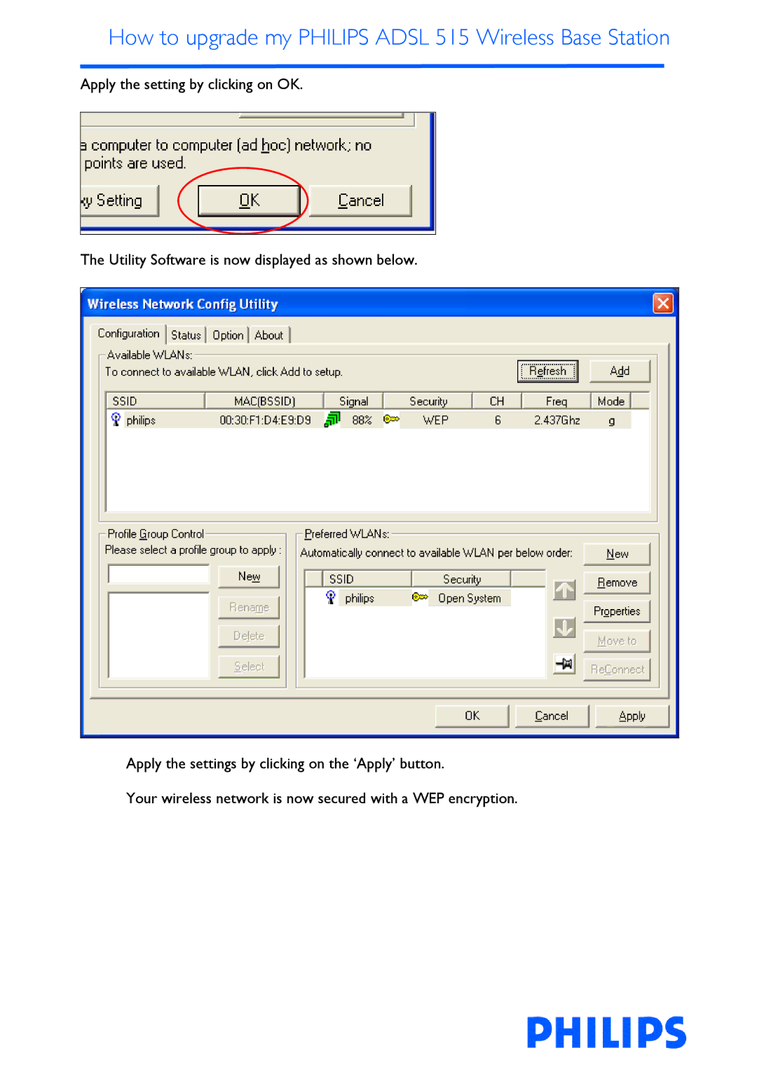 Philips ADSL 515 manual How to upgrade my Philips Adsl 515 Wireless Base Station 