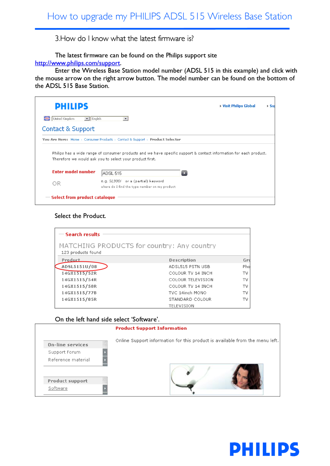 Philips ADSL 515 manual How do I know what the latest firmware is? 