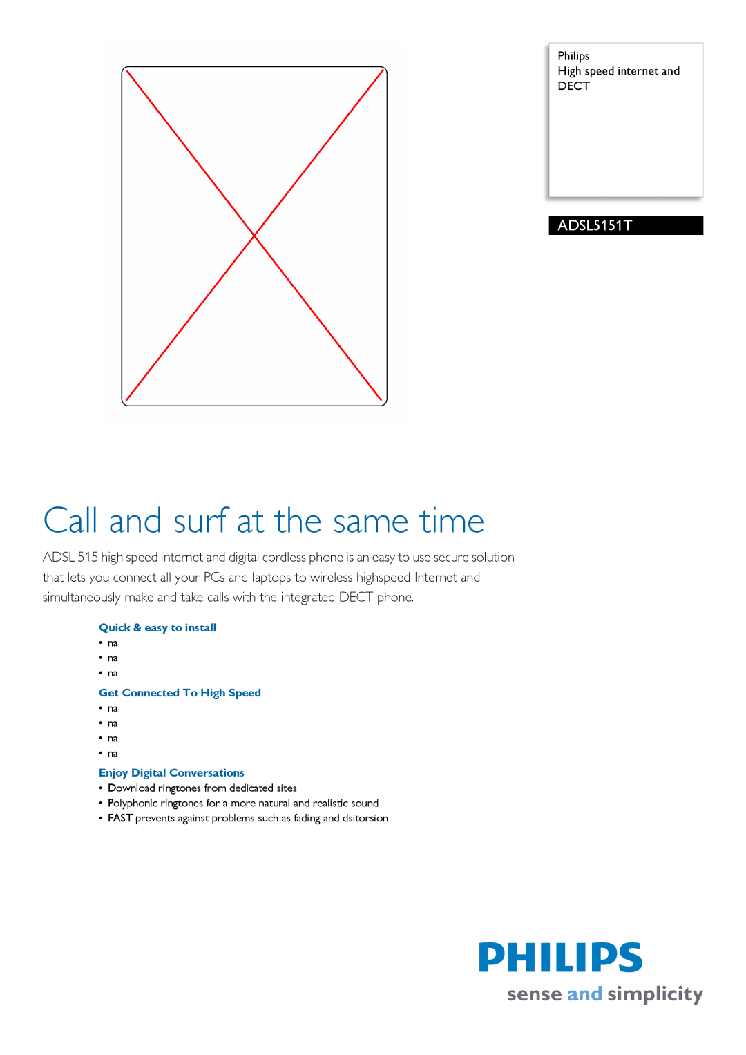 Philips ADSL5151T/08 manual Call and surf at the same time 