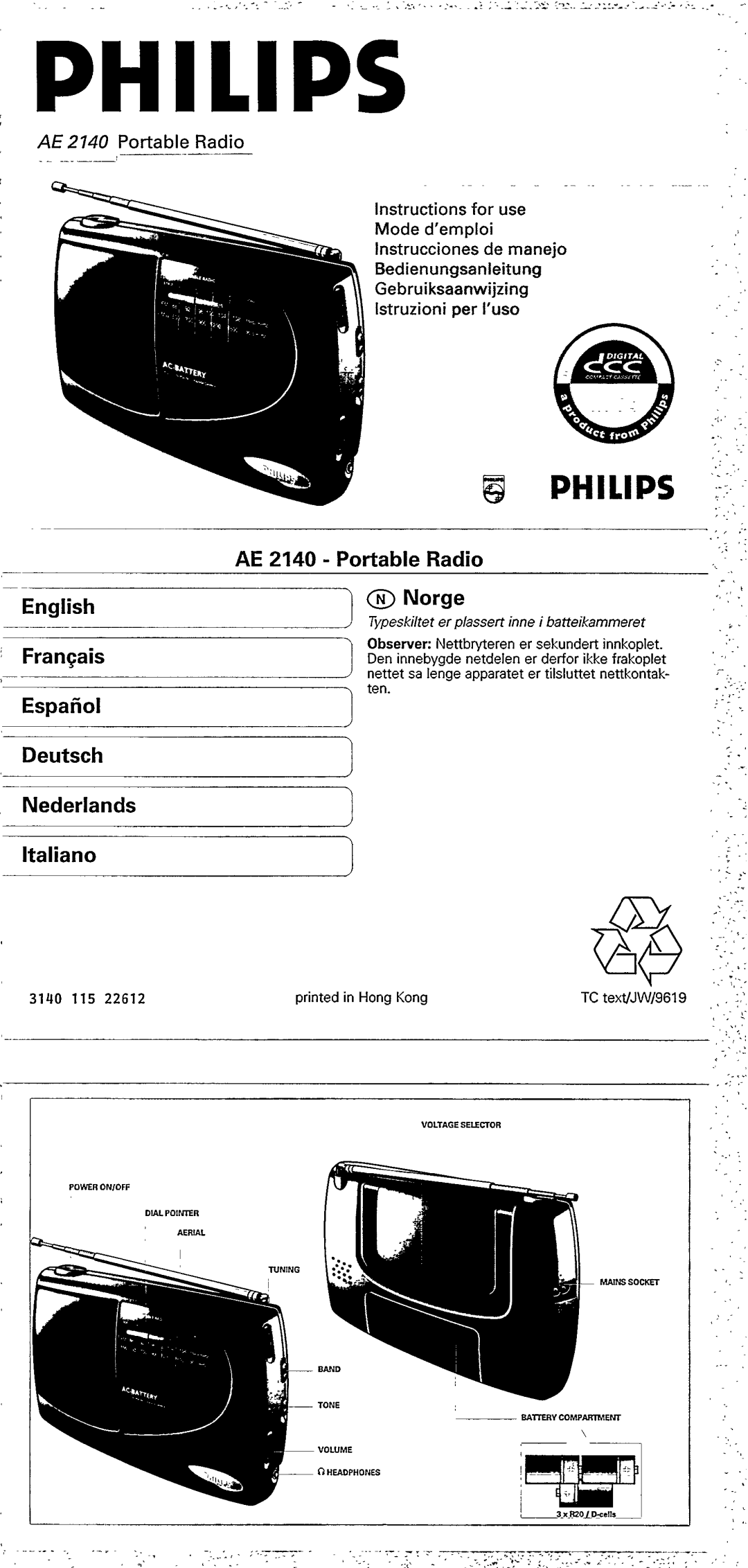 Philips AE 140 manual 