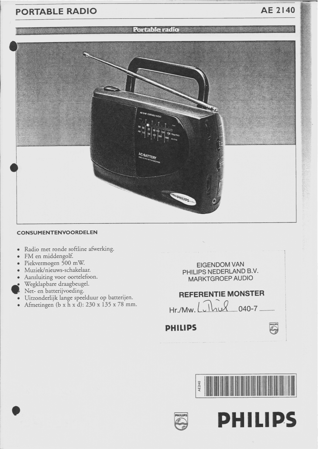 Philips AE 2140 manual 