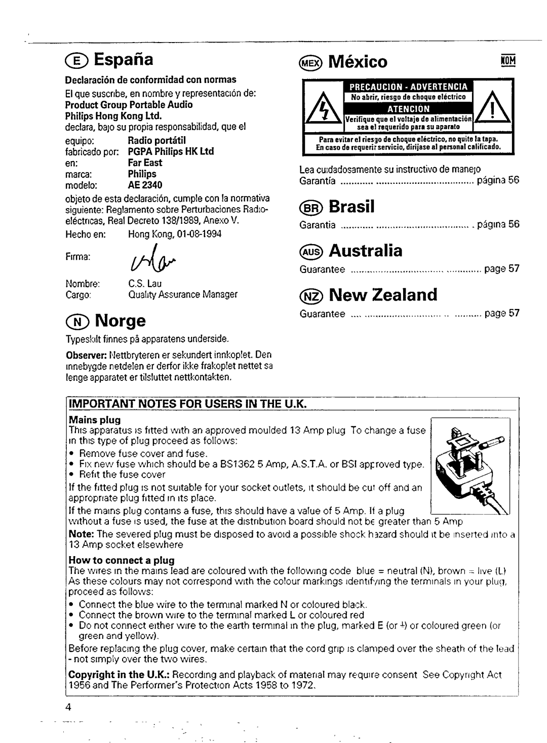 Philips AE 2340 manual 