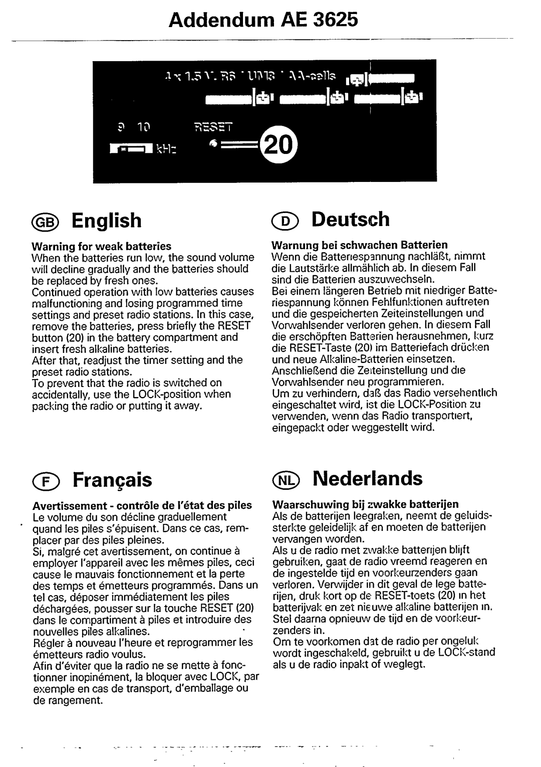 Philips AE 3625 manual 