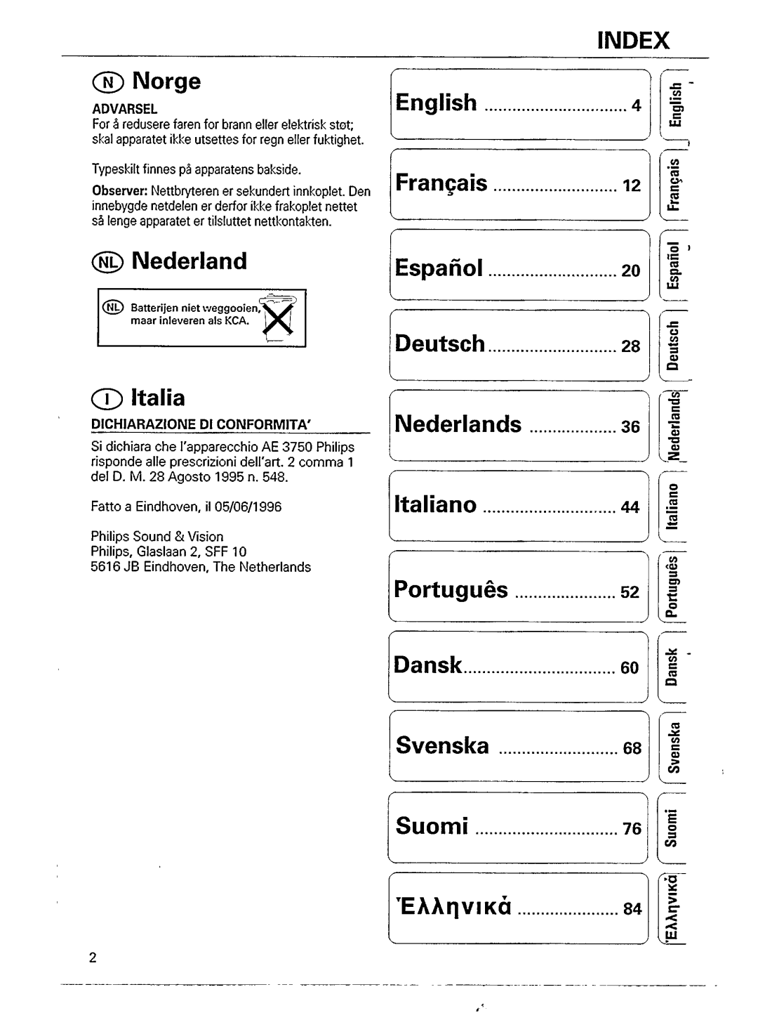 Philips AE 3750 manual 
