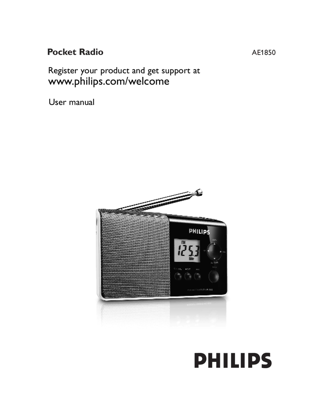 Philips AE1850 user manual Pocket Radio, Register your product and get support at 