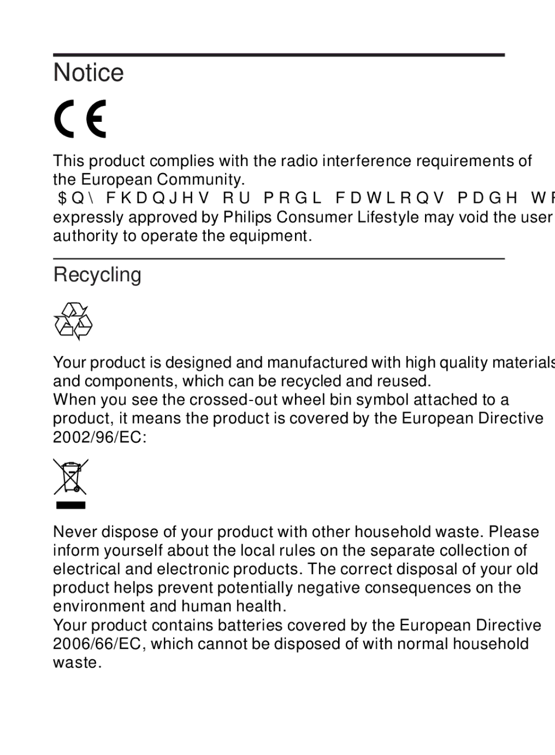 Philips AE3300 user manual Recycling 