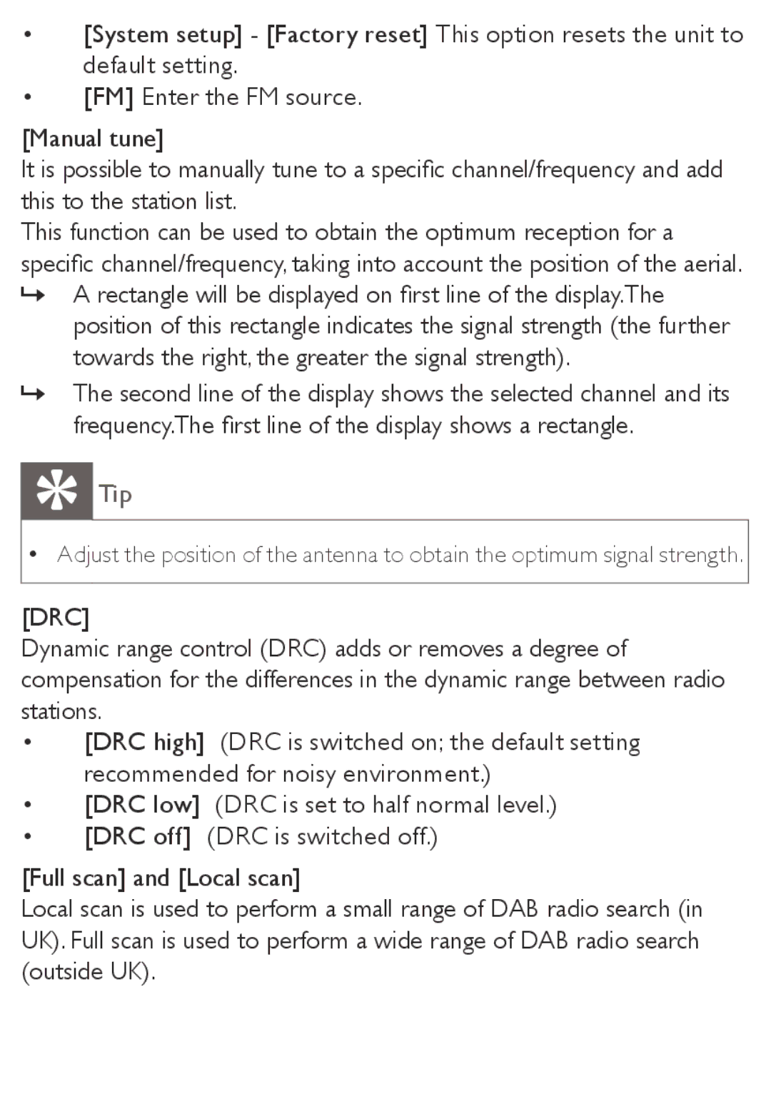 Philips AE4800 user manual Drc 