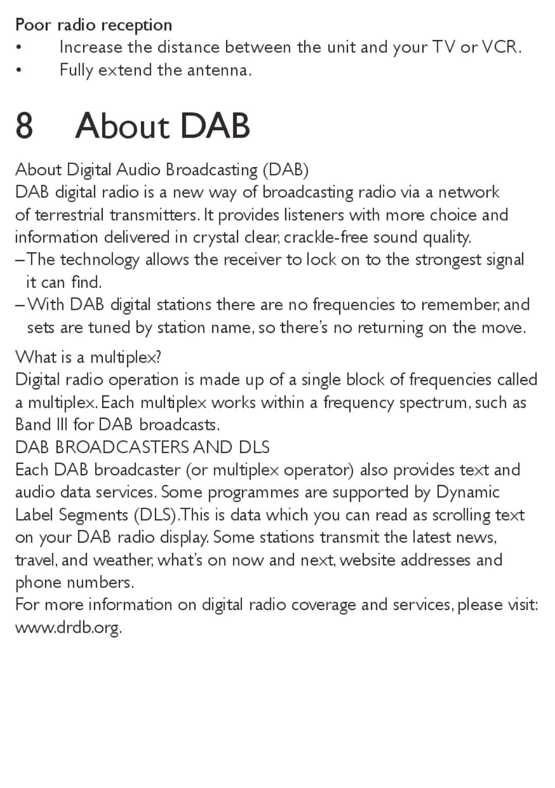 Philips AE4800 user manual About DAB, About Digital Audio Broadcasting DAB 