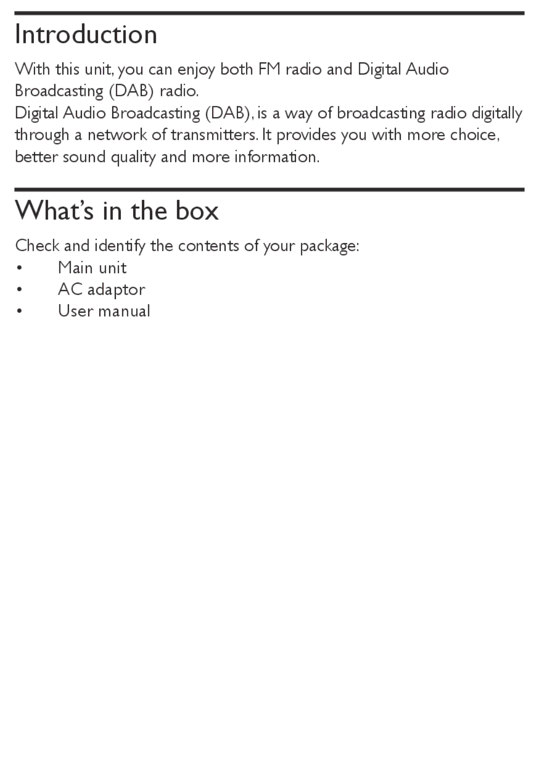 Philips AE4800 user manual Introduction, What’s in the box 