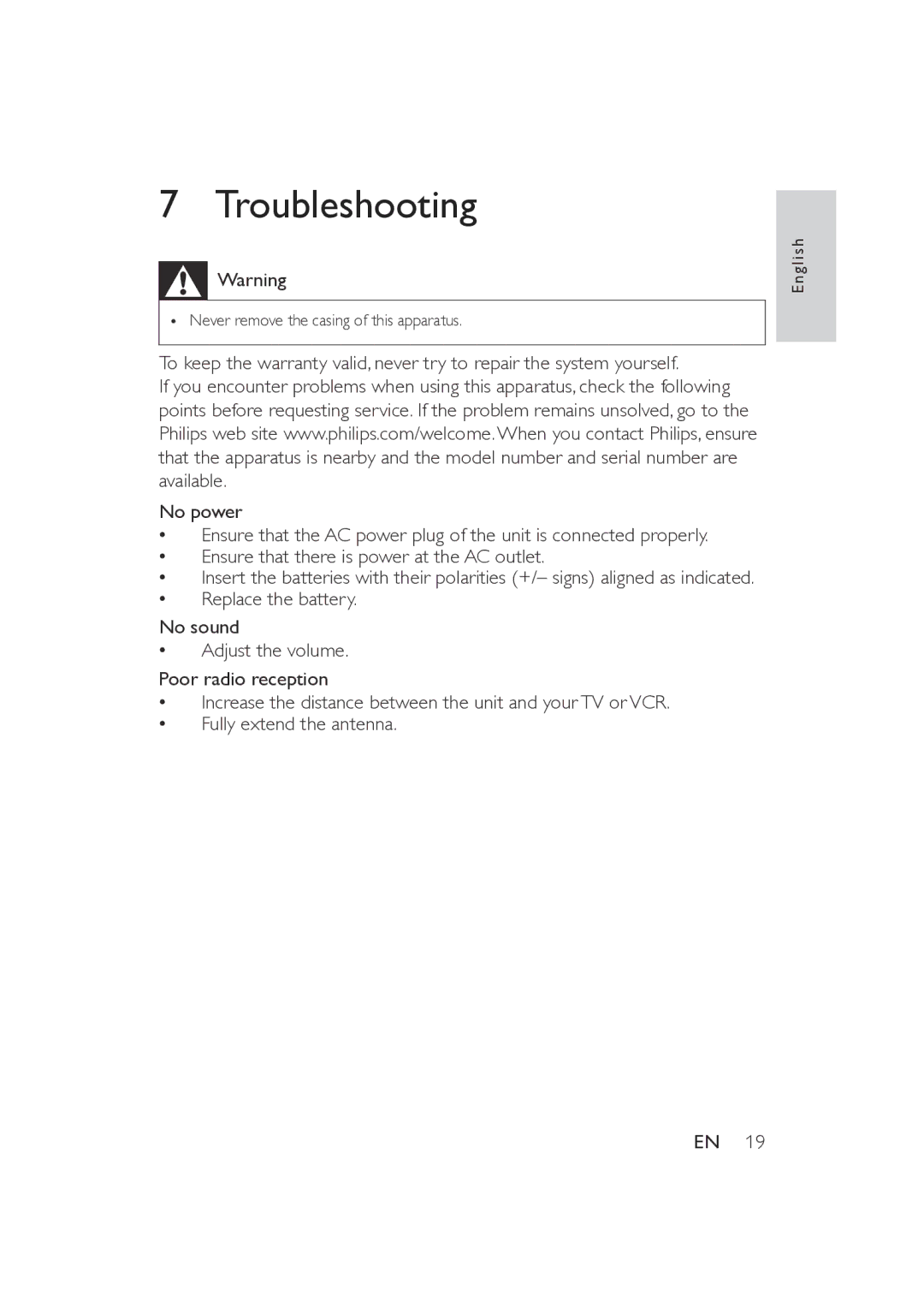 Philips AE5200/05 user manual Troubleshooting 