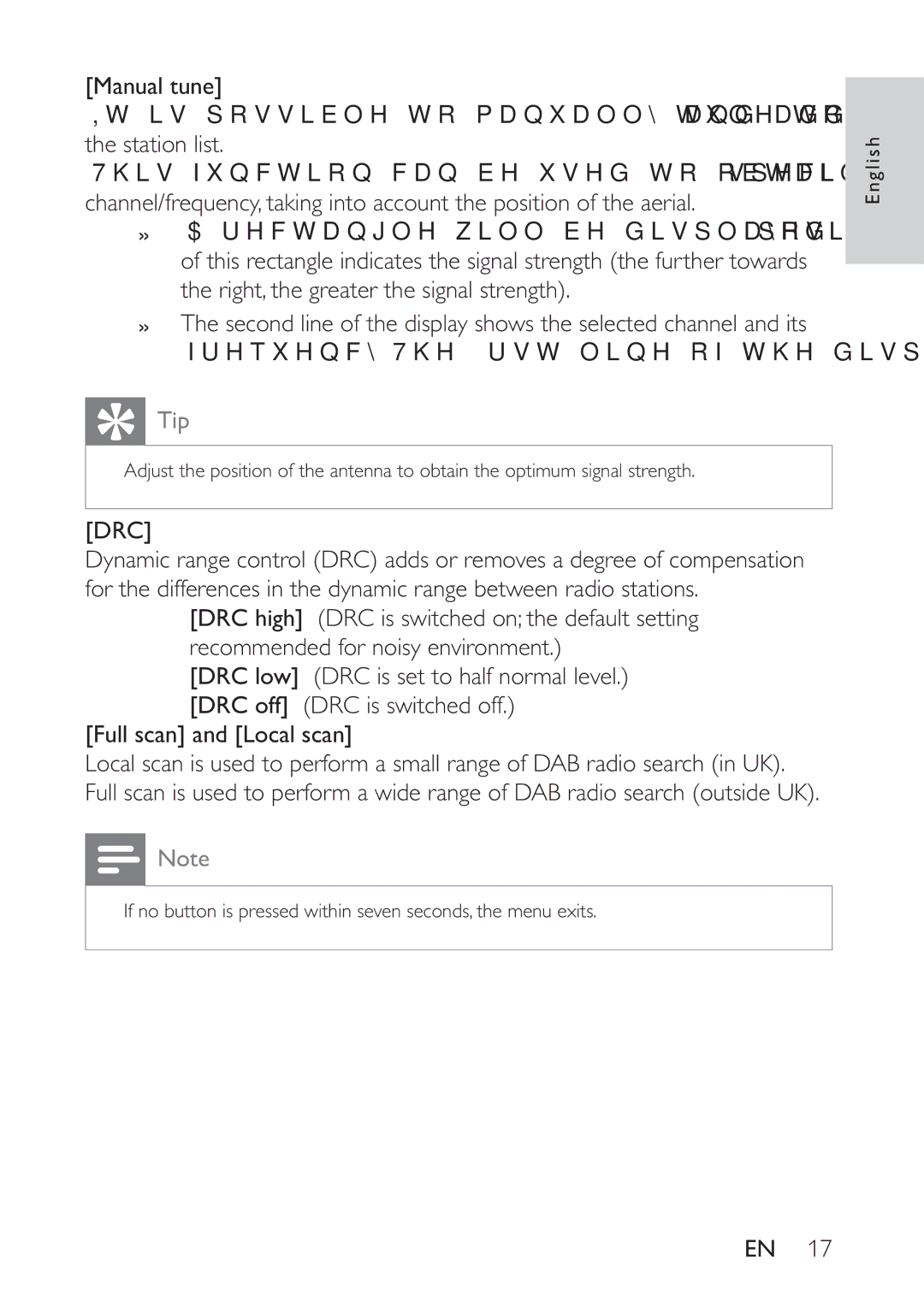 Philips AE5230/12 user manual Manual tune, Drc 