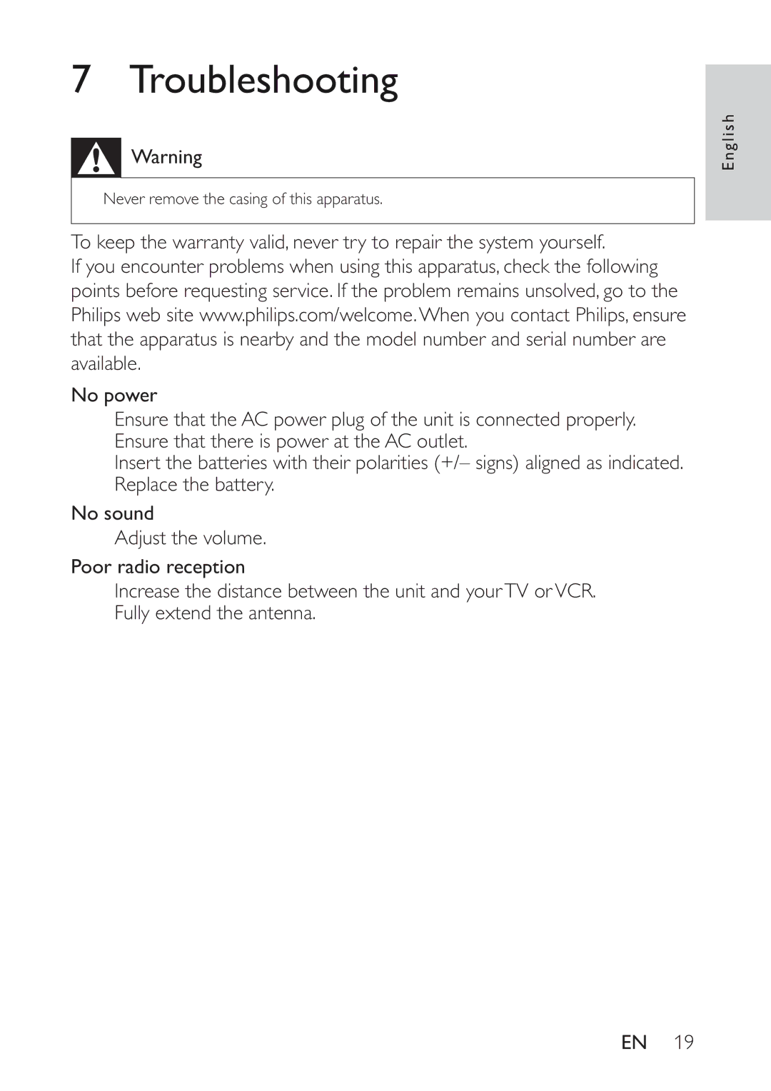 Philips AE5230/12 user manual Troubleshooting 