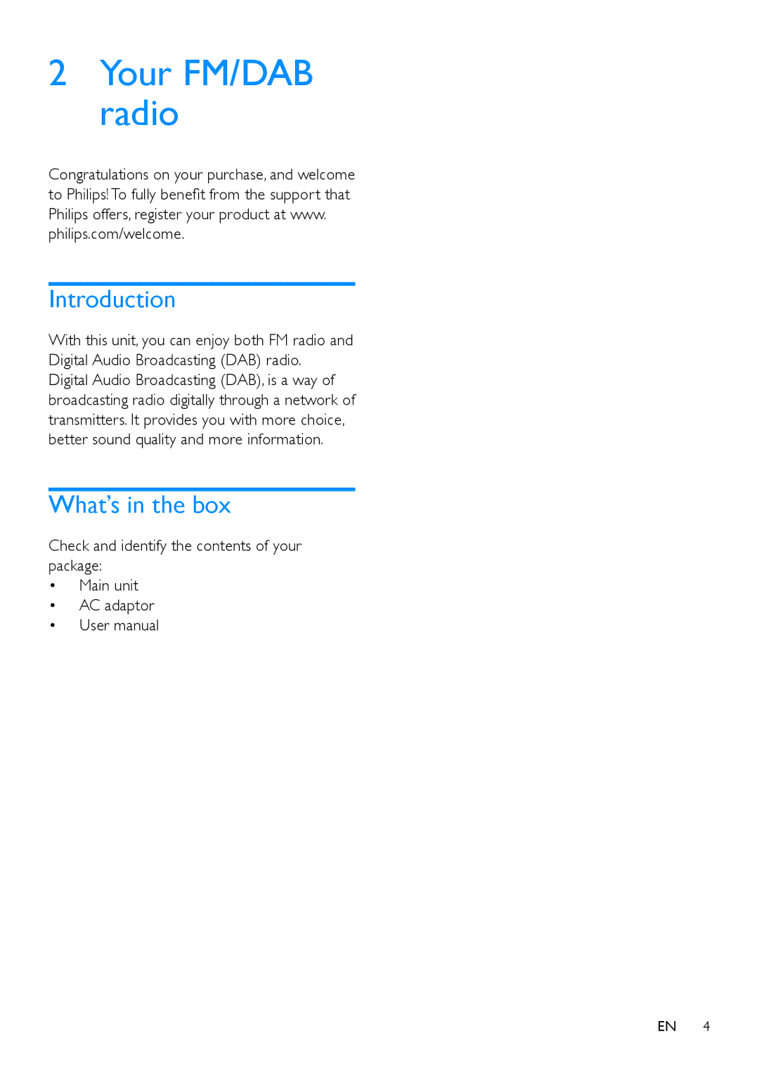 Philips AE5250 user manual Introduction, What’s in the box 