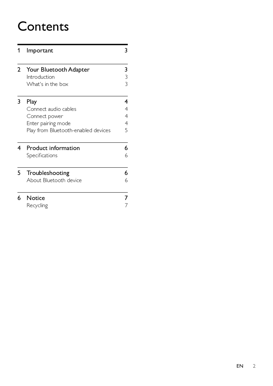 Philips AEA2000 user manual Contents 