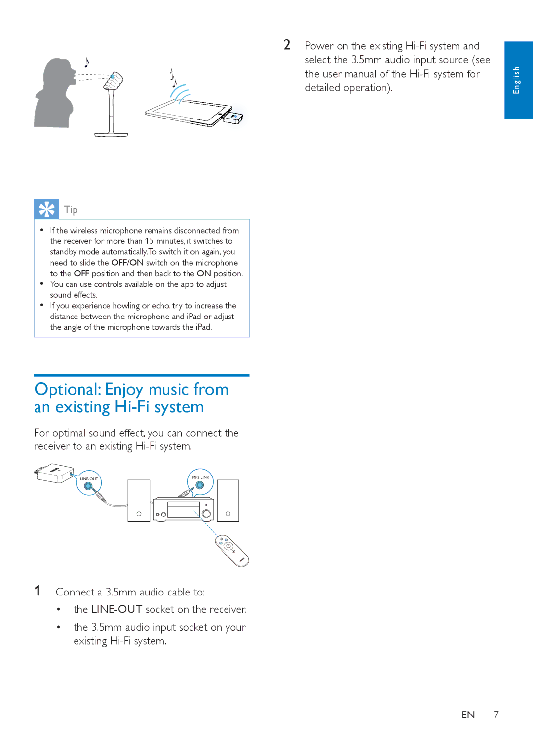 Philips AEA3000 user manual Optional Enjoy music from an existing Hi-Fi system 