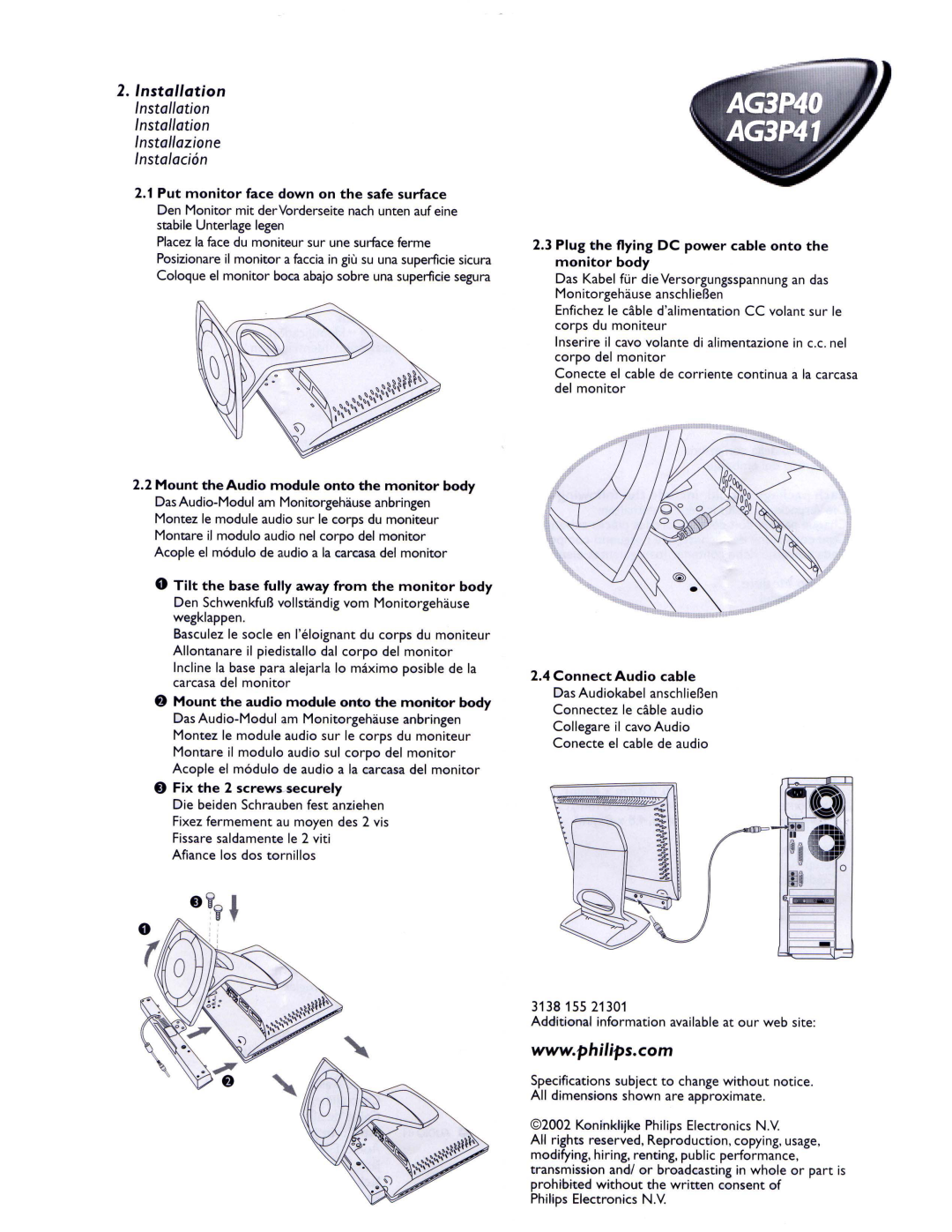 Philips AG3P40, AG3P41 manual 