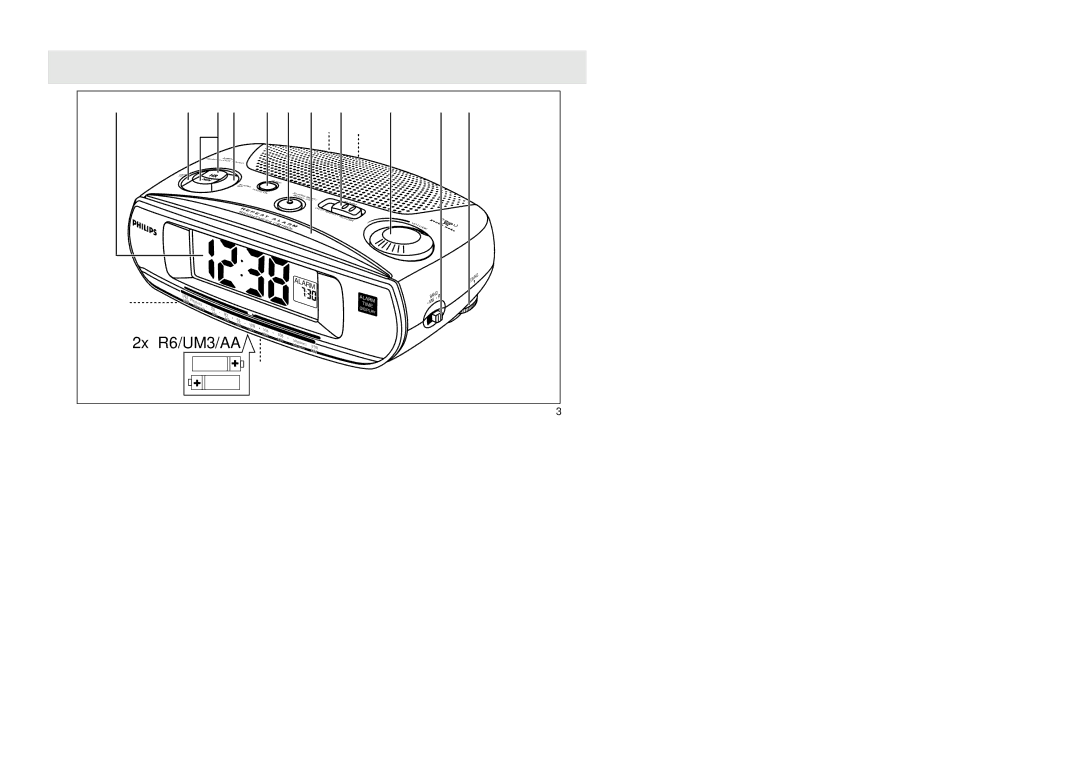 Philips AJ 3010 manual 2x R6/UM3/AA 