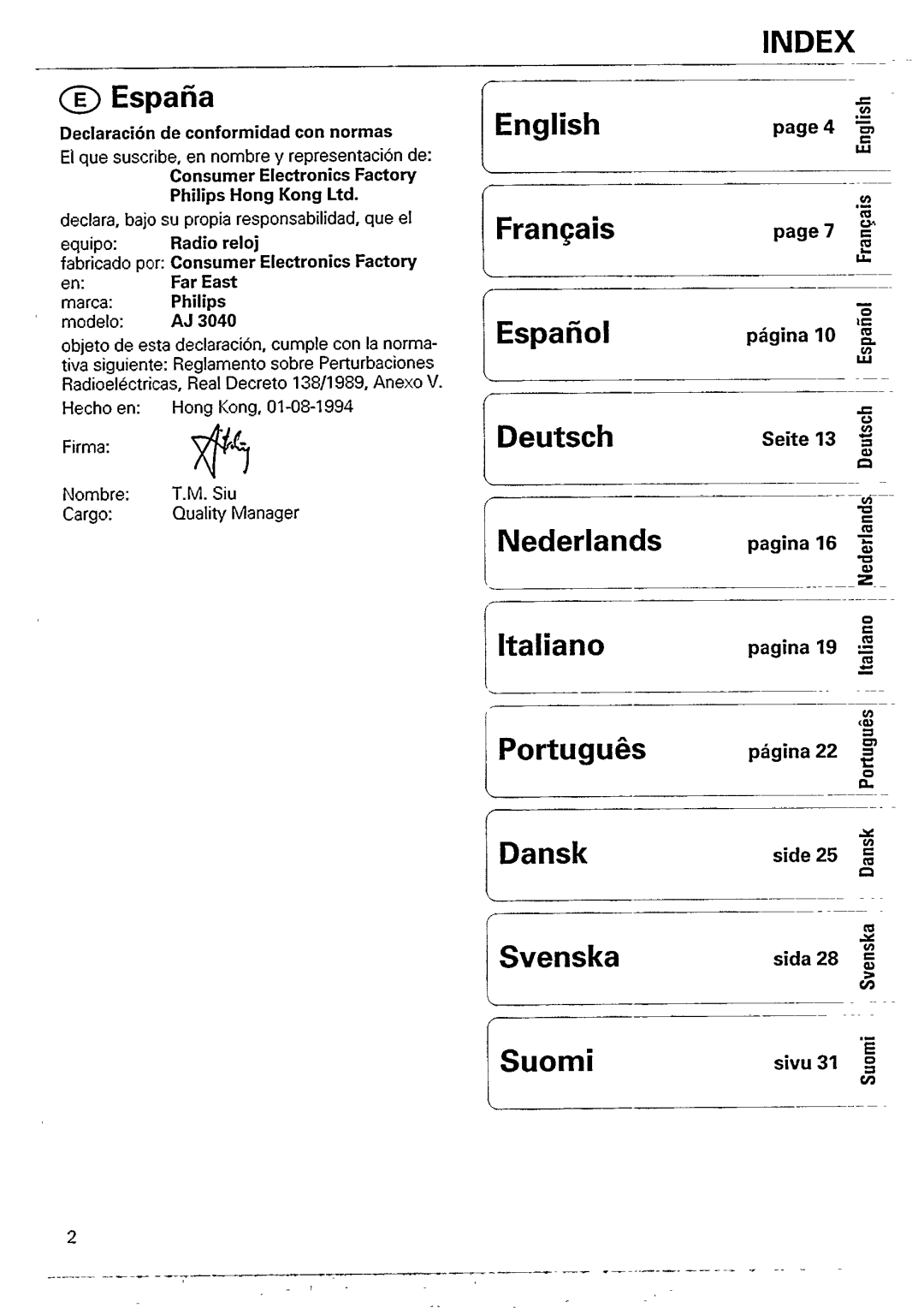 Philips AJ 3040/05B manual 