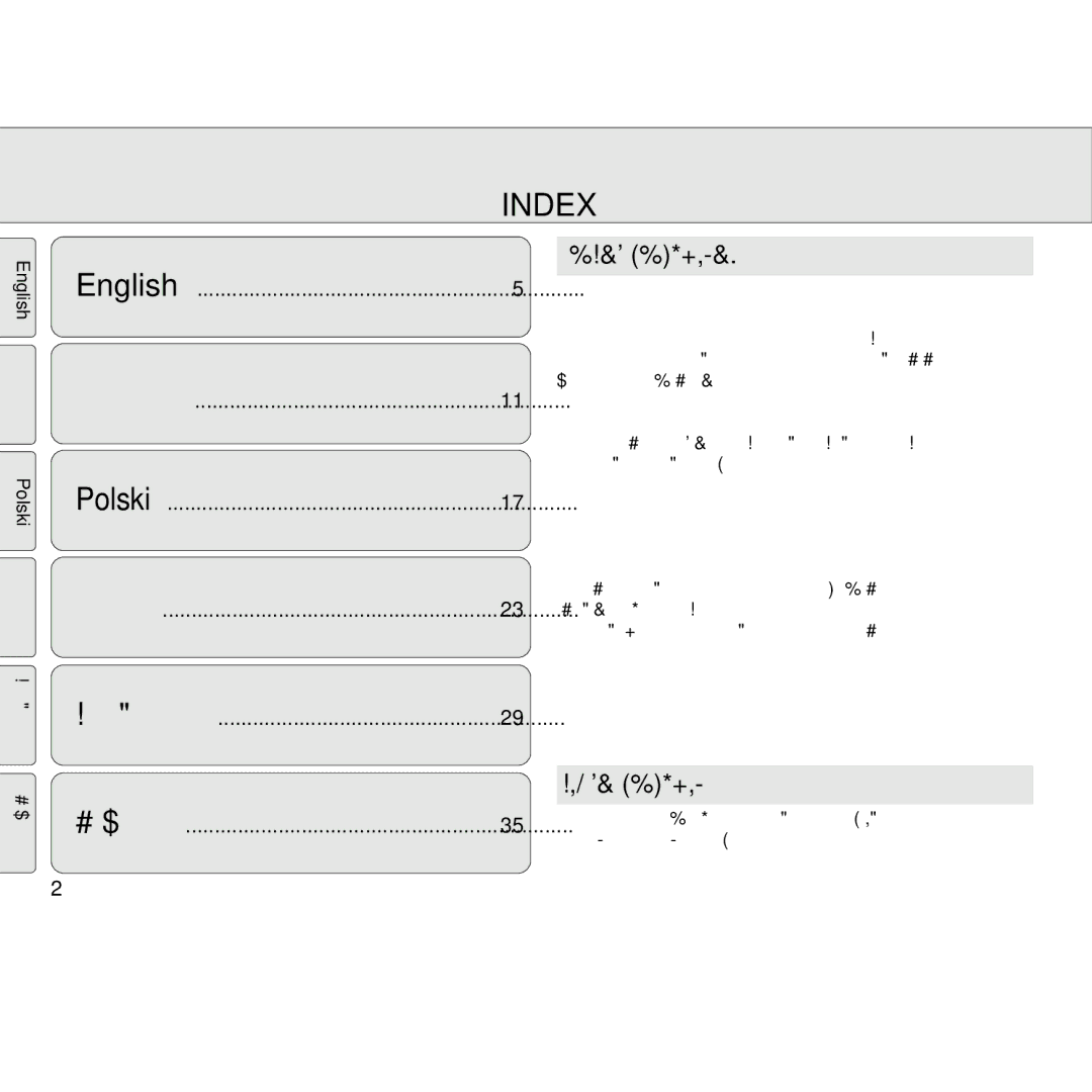 Philips AJ 3130 manual Index, Èeska Republiká 