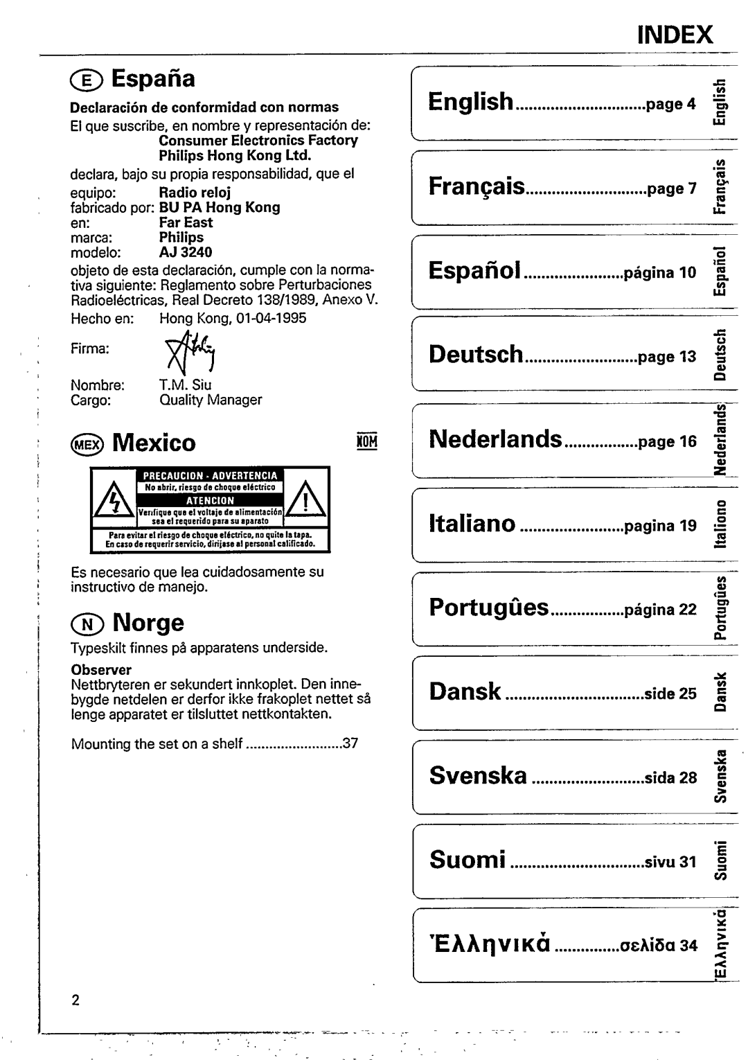 Philips AJ 3240/04 manual 