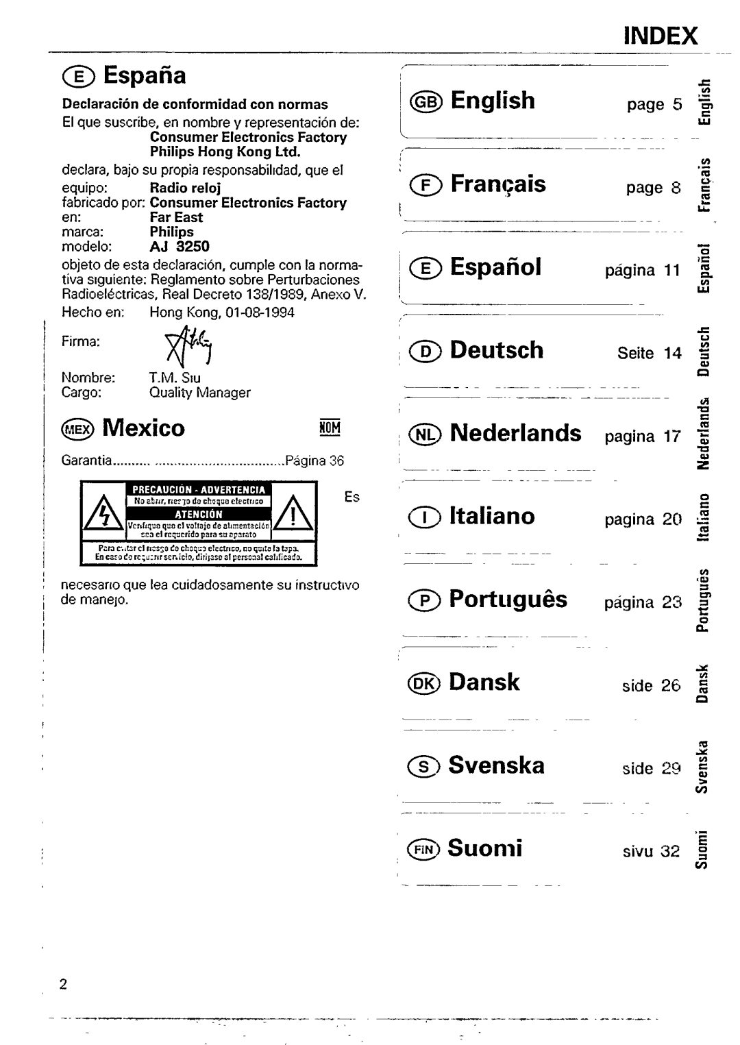 Philips AJ 3250/05W manual 