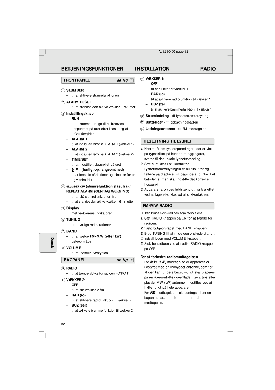 Philips AJ 3280 manual Se fig 