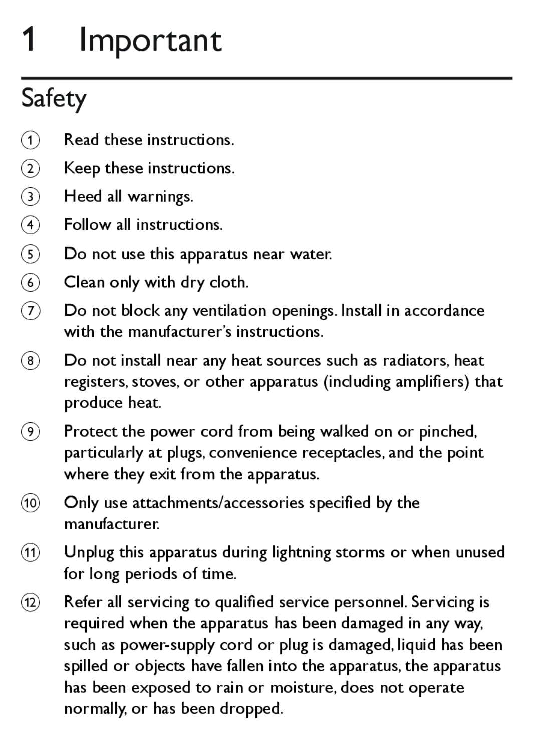 Philips AJ1000/12 user manual Safety 