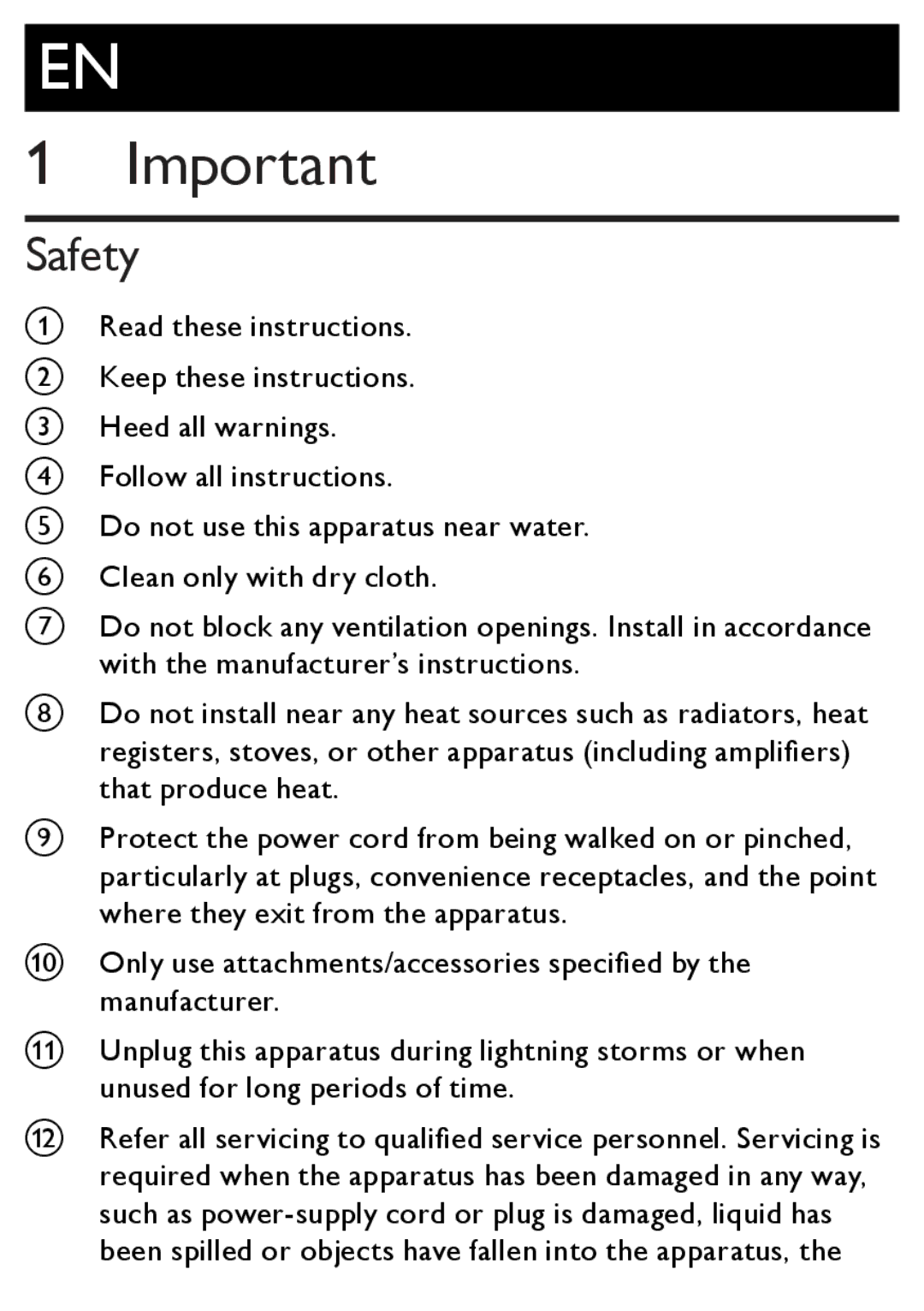 Philips AJ1003/12 user manual Safety 