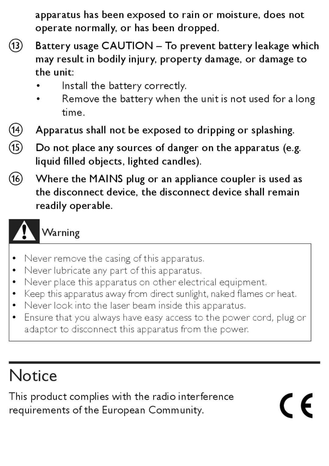 Philips AJ1003/12 user manual Never look into the laser beam inside this apparatus 