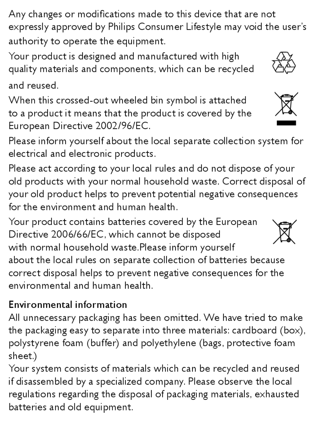 Philips AJ1003/12 user manual Authority to operate the equipment 