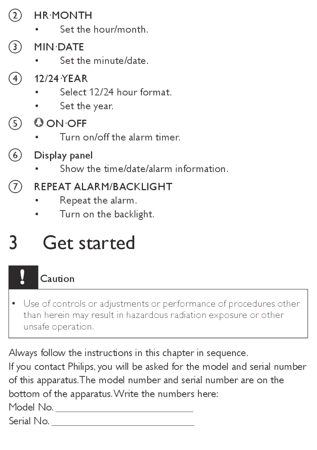 Philips AJ110/12 user manual Get started 