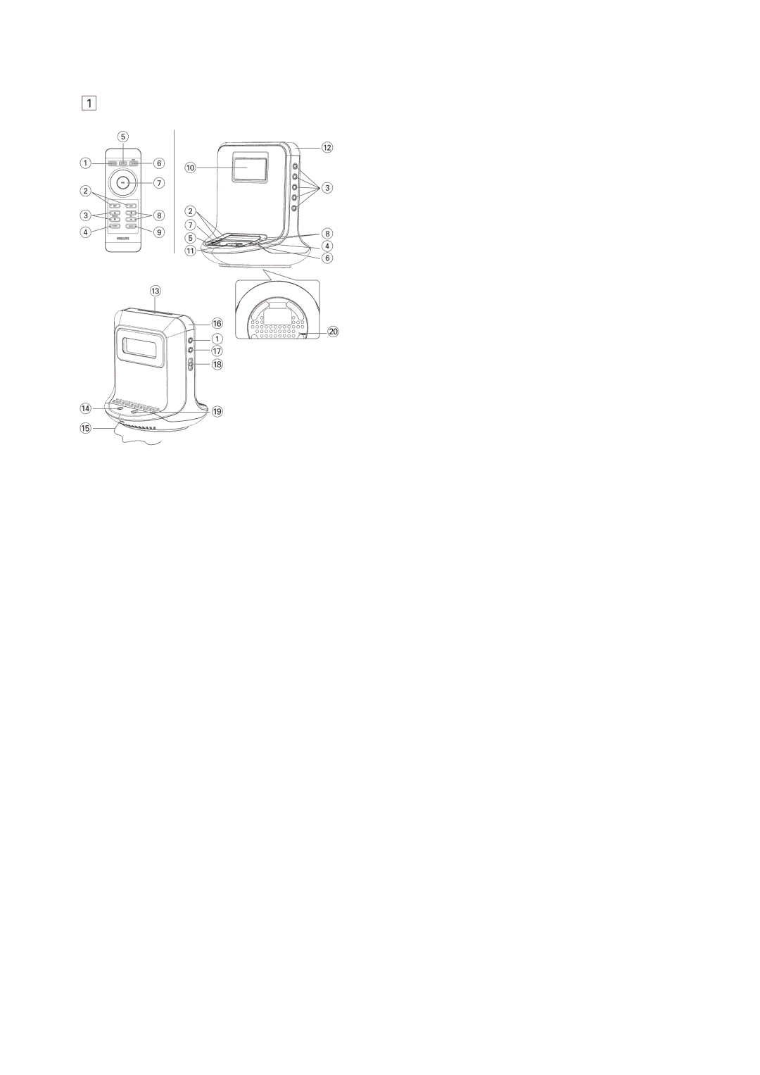 Philips AJ300D user manual AUX Power Dock Tuner Preset VOL Sleep 