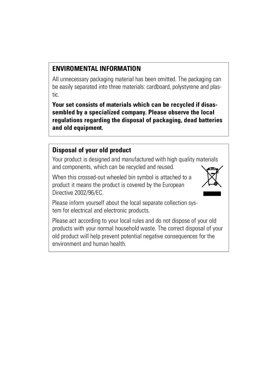 Philips AJ300D user manual Enviromental Information 