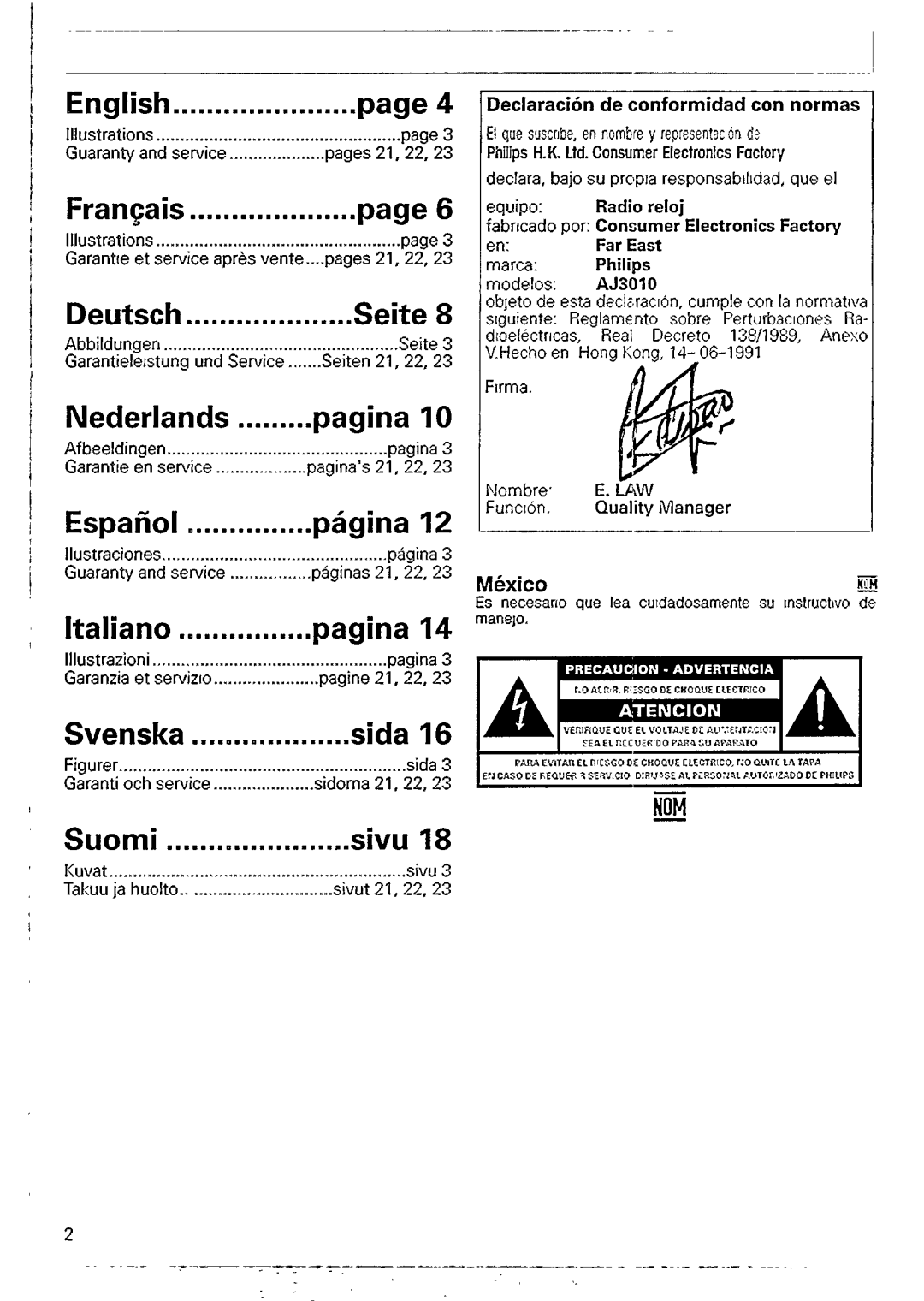 Philips AJ3010, AJ3012 manual 