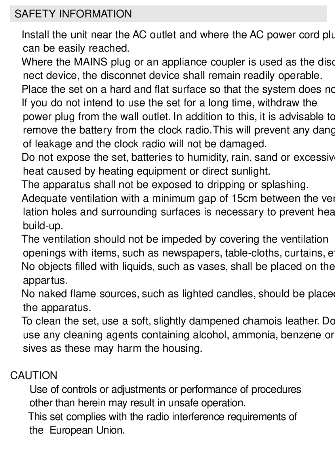 Philips AJ3122/61 user manual Safety Information 