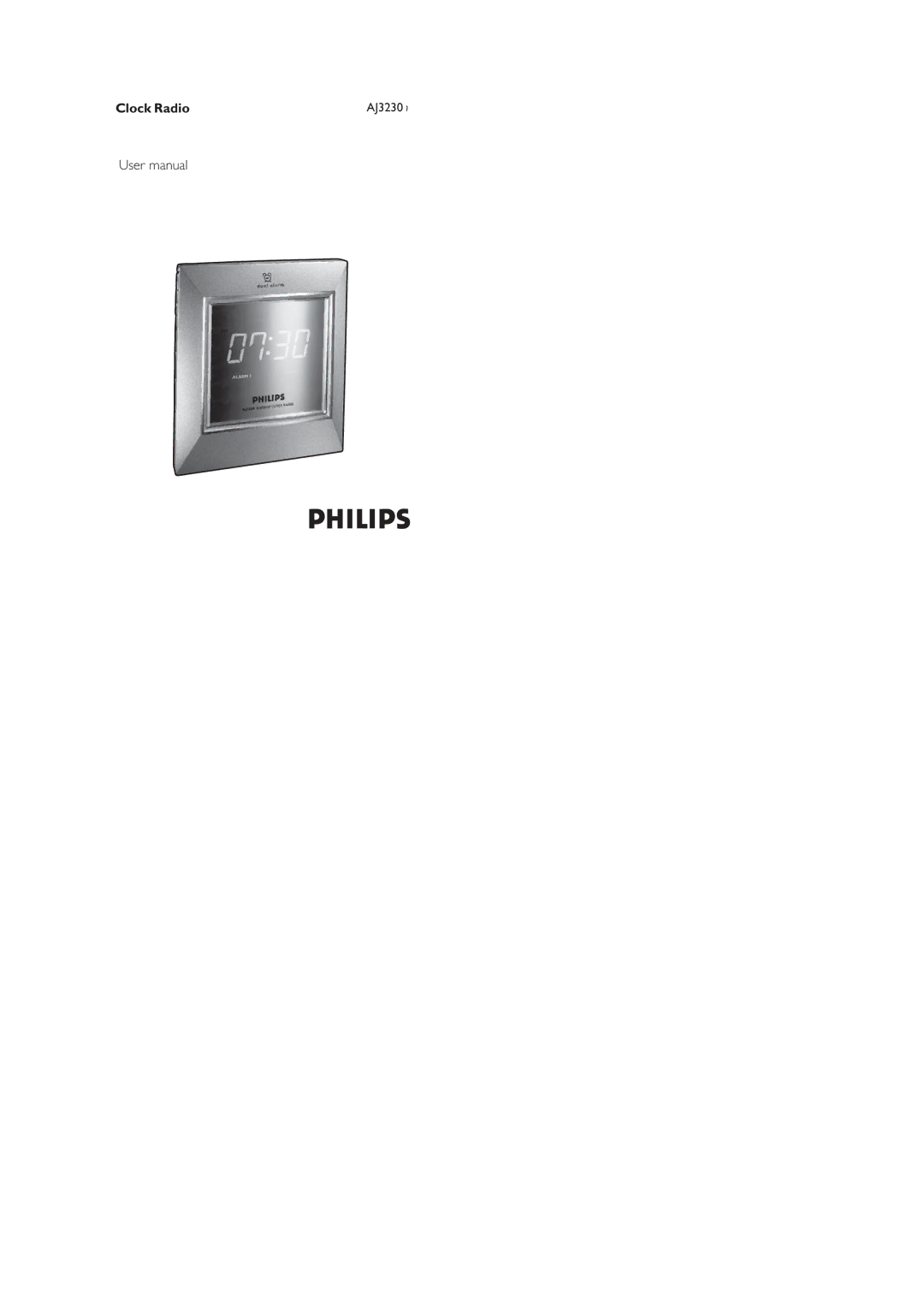 Philips AJ3230 user manual Clock Radio 