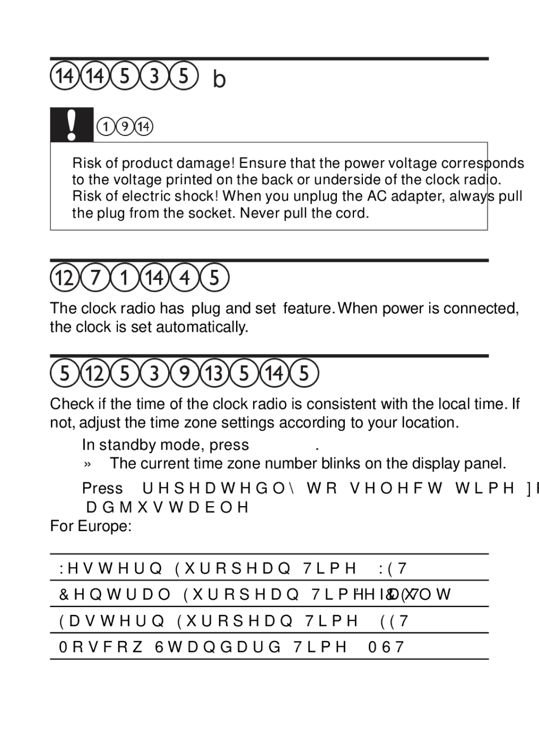 Philips AJ3500 user manual Connect power B, Plug and set, Select time zone 