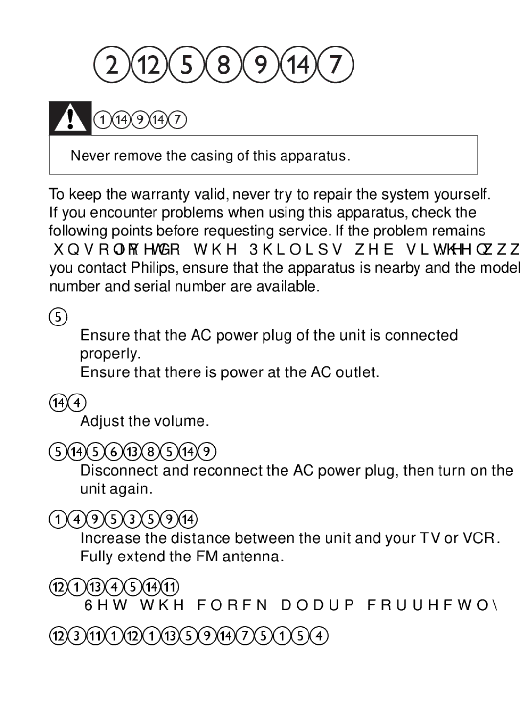 Philips AJ3500 user manual Troubleshooting 