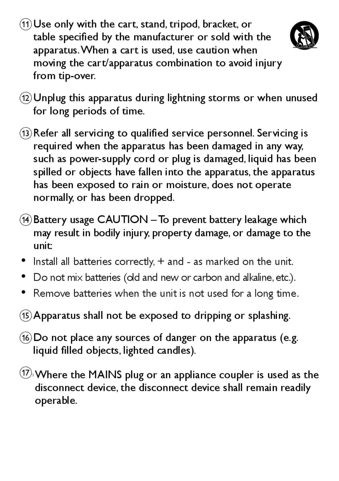 Philips AJ3551 user manual Install all batteries correctly, + and - as marked on the unit 