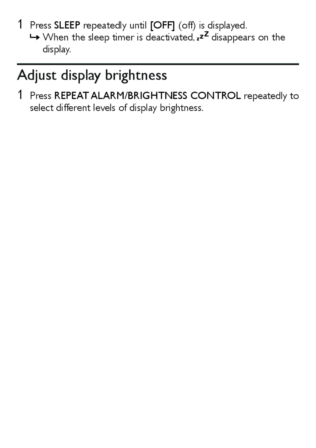 Philips AJ3551/12 user manual Adjust display brightness 