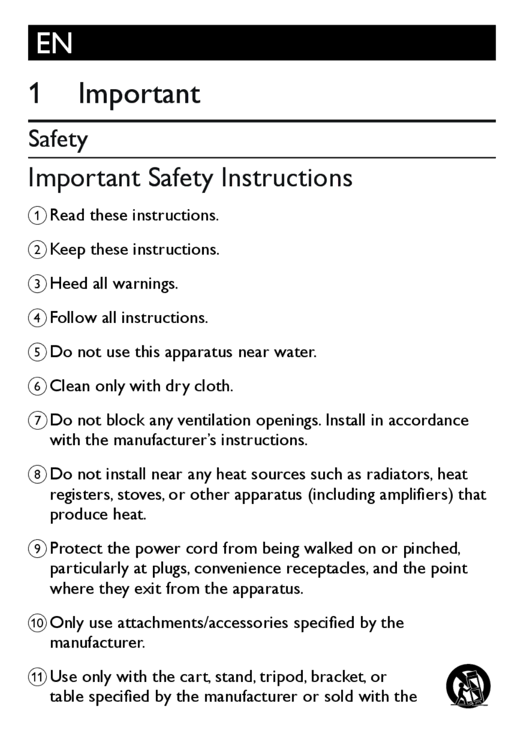 Philips AJ3551/12 user manual Important Safety Instructions 