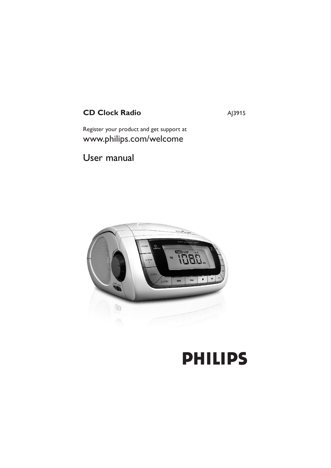 Philips AJ3915 user manual CD Clock Radio 