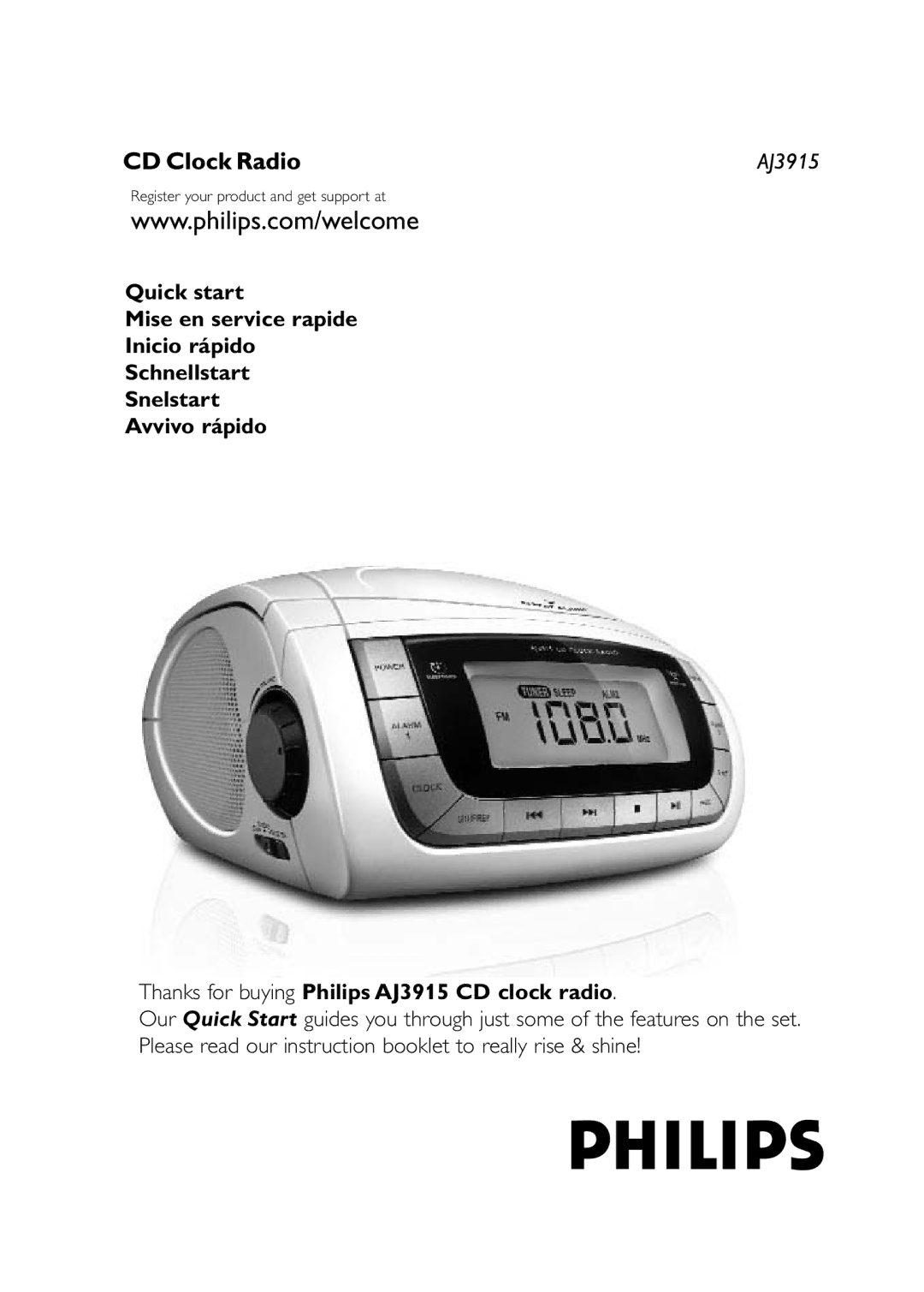 Philips AJ3915/12 quick start Register your product and get support at 