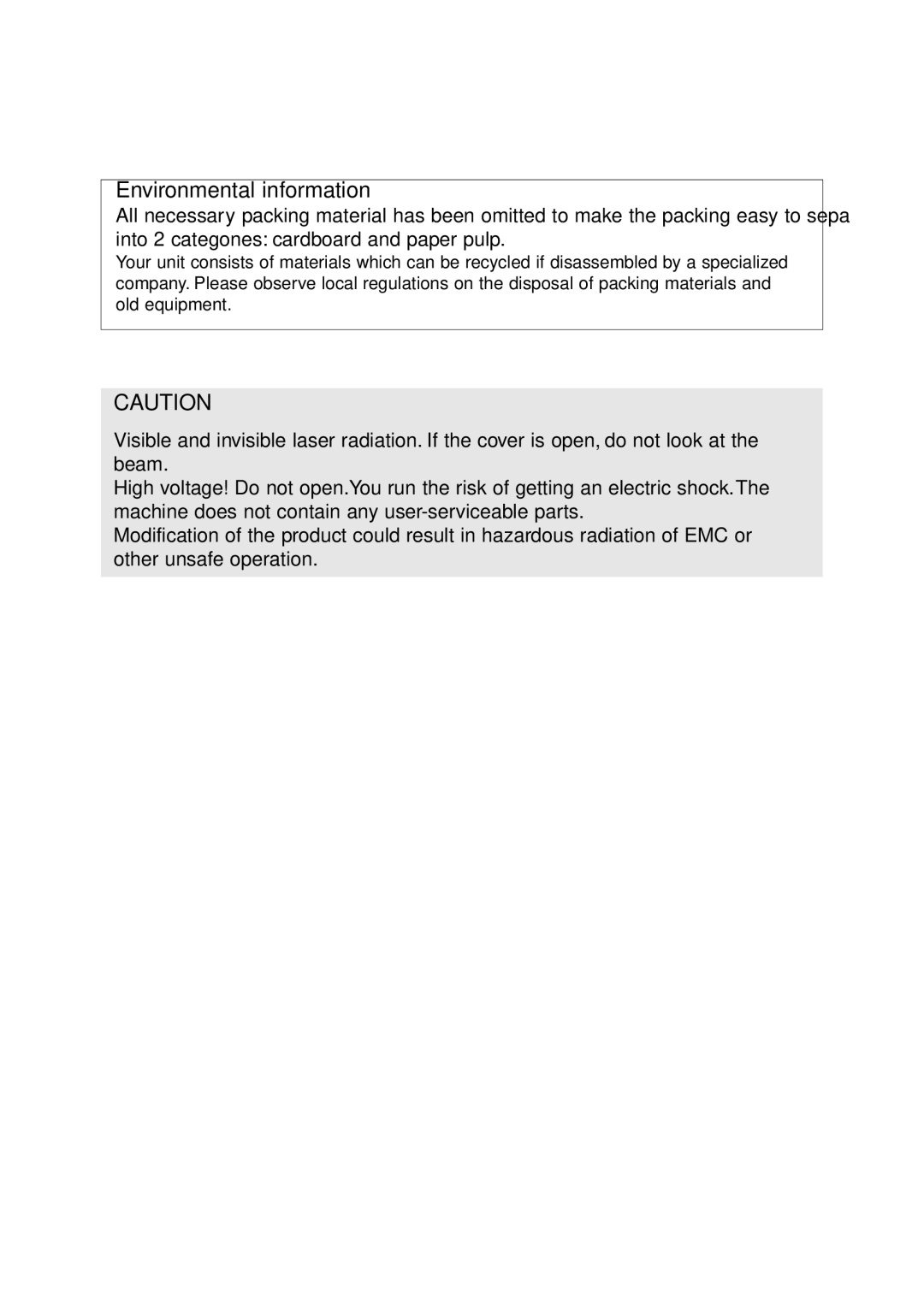 Philips AJ3915CD user manual Environmental information 